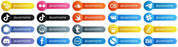 Card Style Follow Icons Popular Social Media Pack Spotify Swift — Stock Vector