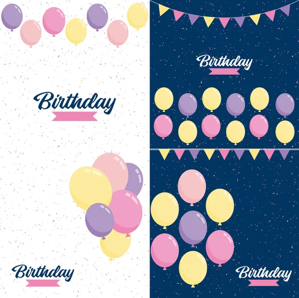 Happy Birthday Text Floral Wreath Watercolor Background — Stockvector