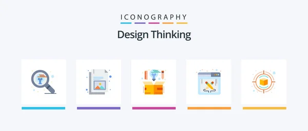 Design Thinking Flat Icon Pack Including Work Design Work Image — Stockový vektor