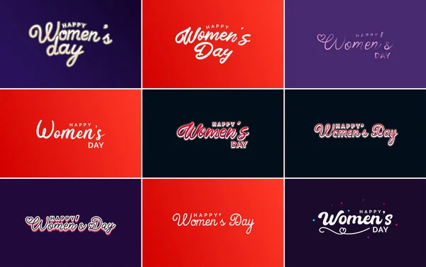 International Women Day Vector Hand Written Typography Background Gradient Color — Stockvektor