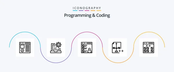 Programming Coding Line Icon Pack Including Development Coding Development Development — Stok Vektör