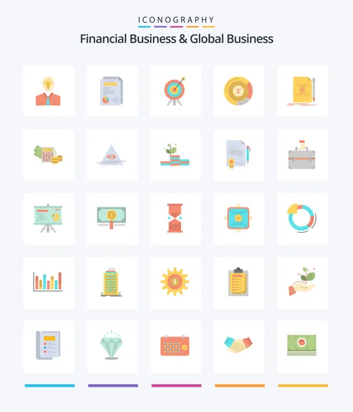 Creative Financial Business Global Business Flat Icon Pack Note Chart — Stok Vektör