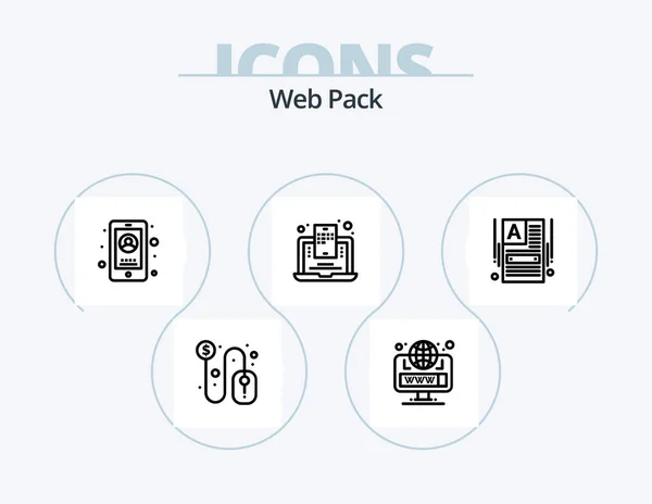 Web Pack Line Icon Pack Icon Design Laptop Device Web — Archivo Imágenes Vectoriales