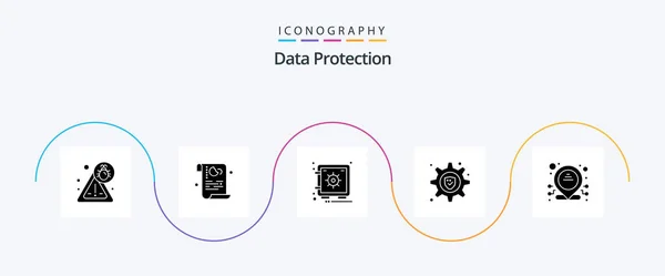 Data Protection Glyph Icon Pack Including Address Locker Setting Lock — Vettoriale Stock