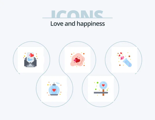 Love Flat Icon Pack Icon Design Tube Lab Valentine Heart — Stockvector