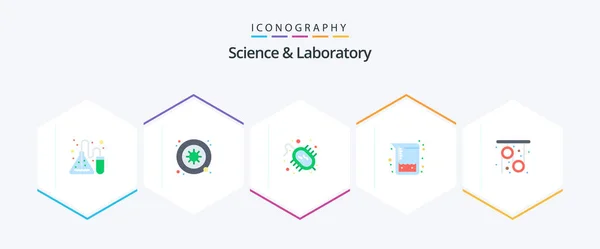 Science Flat Icon Pack Including Research Physics Bacteria Tube Flasks — Image vectorielle