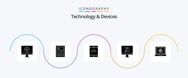 Devices Glyph Icon Pack Including Computer Laptop — Stockvektor