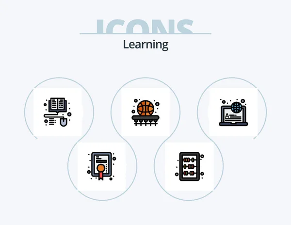 Learning Line Filled Icon Pack Icon Design Knowledge Books Education — Vector de stock
