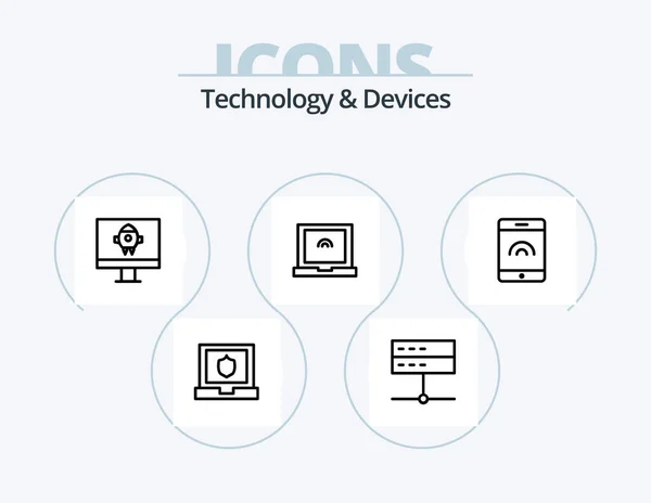 Devices Line Icon Pack Icon Design Technology Gadgets Laptop Devices — 图库矢量图片