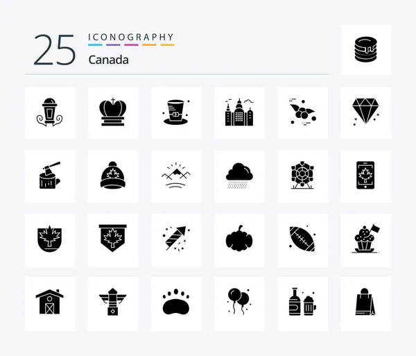 Canada Solid Glyph Icon Pack Including Fruit Cherry Cap Canada — Archivo Imágenes Vectoriales