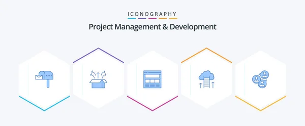 Project Management Development Blue Icon Pack Including Success Career Product — Stock vektor