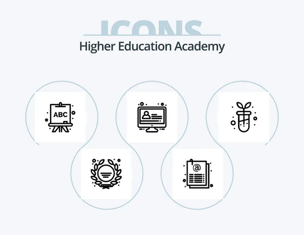 Academy Line Icon Pack Icon Design Student School Computer Page — Stockvector
