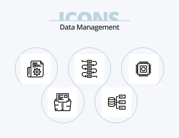 Data Management Line Icon Pack Icon Design Line Delivery Storage — Vettoriale Stock