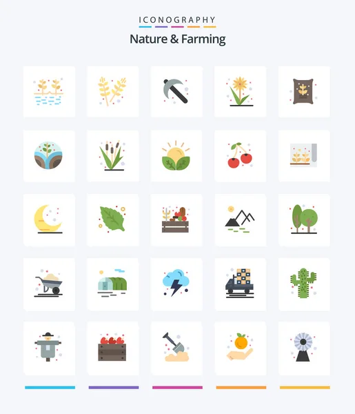 Creative Nature Farming Flat Icon Pack Plant Seeds Farming Farming — Stockvektor