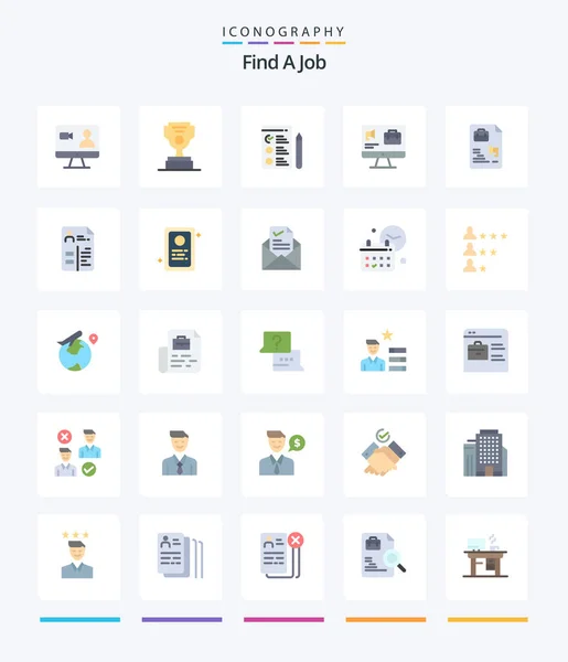 Creative Find Job Flat Icon Pack Job File Job Bag — Stok Vektör