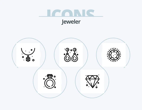Jewellery Line Icon Pack Icon Design Ornament Fashion Necklace Jewelry — Vetor de Stock