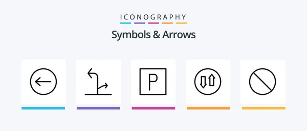 Symbols Arrows Line Icon Pack Including Opposites Sign Navigation Arrows — Stok Vektör