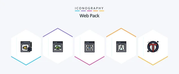 Web Pack Filledline Icon Pack Including Text Interface Remote Team — Vettoriale Stock