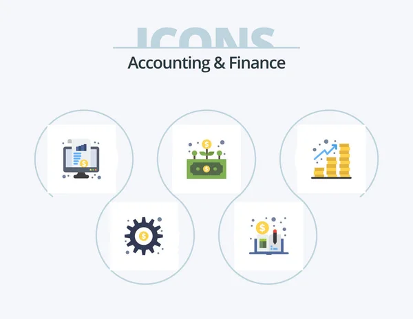 Accounting Finance Flat Icon Pack Icon Design Income Finance Dashboard — Stock Vector