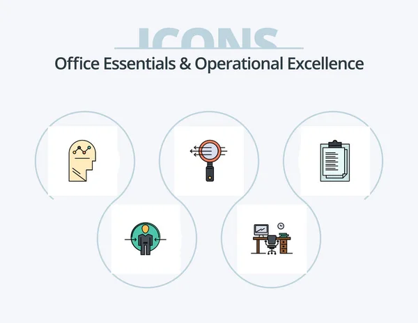 Office Essentials Operational Exellence Line Filled Icon Pack Icon Design - Stok Vektor