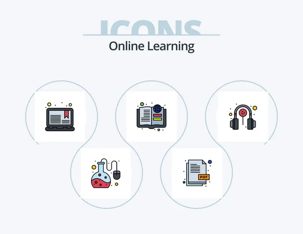 Online Learning Line Filled Icon Pack Icon Design Info Badge — Stockvector