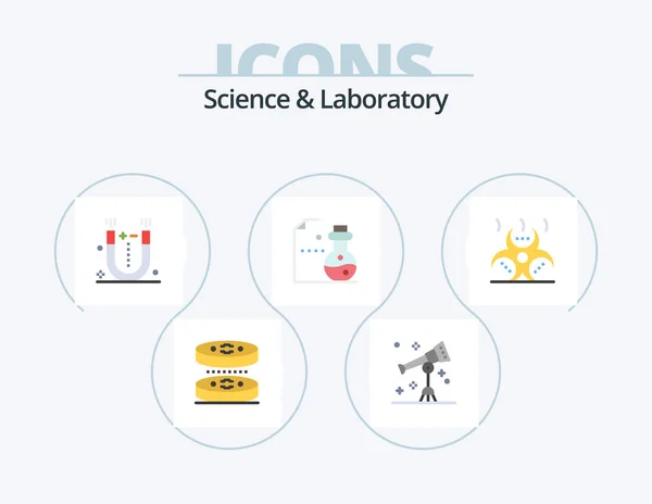 Science Flat Icon Pack Icon Design Contamination Science Attraction Laboratory — Image vectorielle