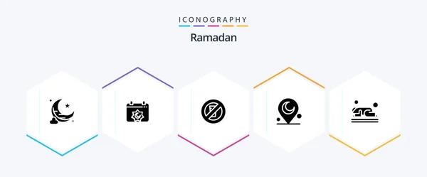Ramadan Glyph Icon Pack Including Religious Minaret Muslim Water — Stockový vektor