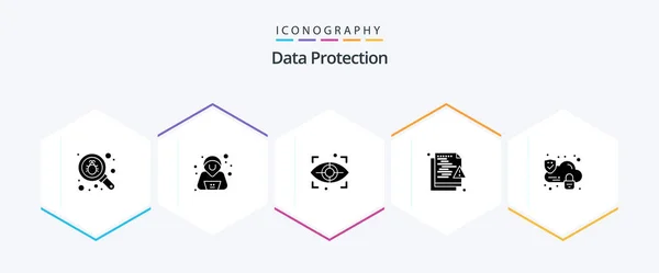 Data Protection Glyph Icon Pack Including Security Cloud Scan Security — Stok Vektör