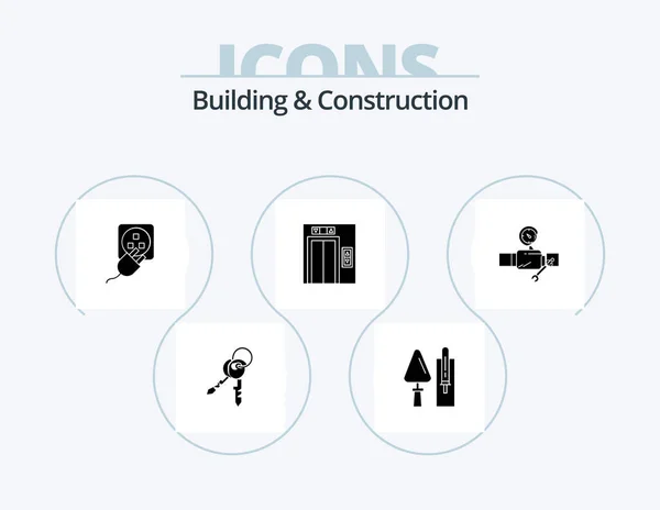 Building Construction Glyph Icon Pack Icon Design Pipe Building Tool — Vector de stock