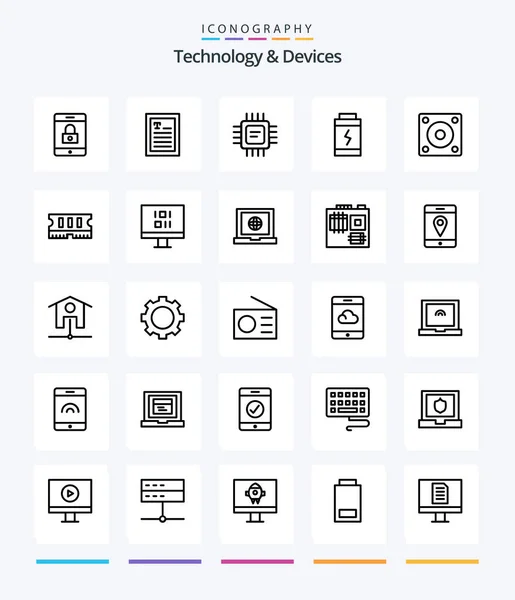 Creative Devices Outline Icon Pack Hardware Hard Disk Devices Gadgets — 스톡 벡터