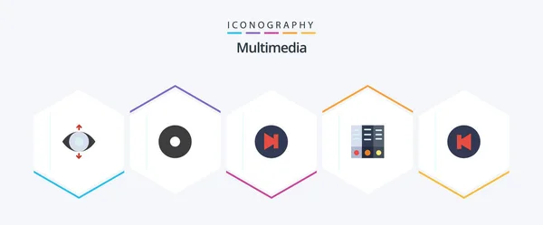 Multimedia Flat Icon Pack Including Archive Multimedia — Vetor de Stock