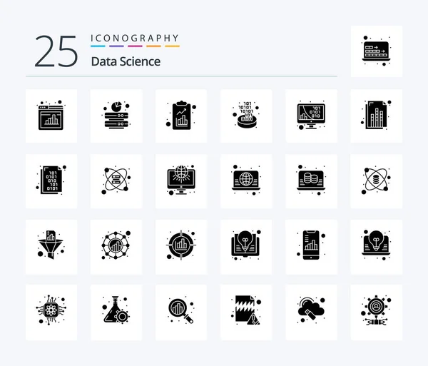 Data Science Solid Glyph Icon Pack Including Code Filter Server — Stock vektor