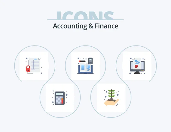 Accounting Finance Flat Icon Pack Icon Design Book Mathematics Lock — Stok Vektör