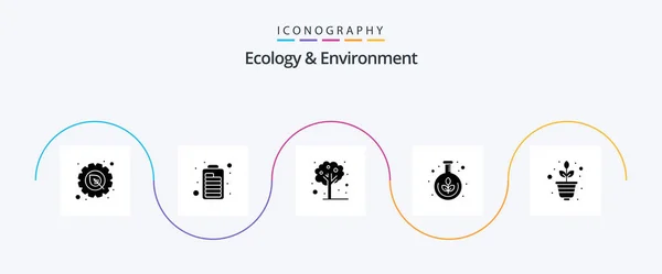 Ecology Environment Glyph Icon Pack Including Plant Science Nature Research — Stok Vektör