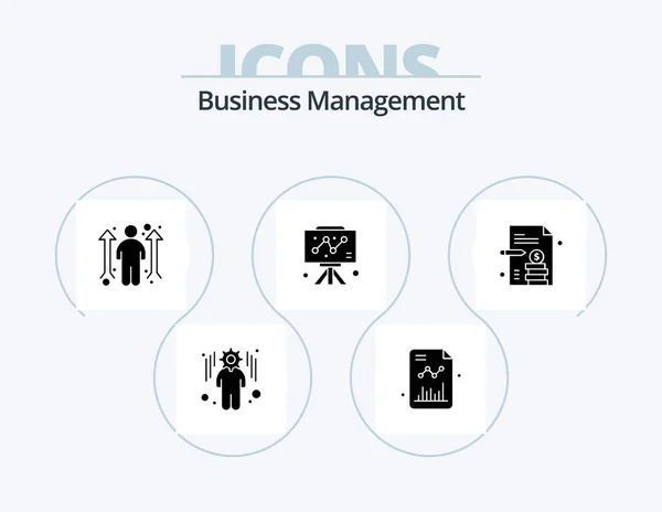Business Management Glyph Icon Pack Icon Design Business Report Business — Vector de stock