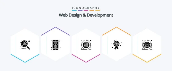 Web Design Development Glyph Icon Pack Including Arrows Quality Agile — 图库矢量图片