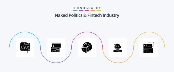 Naked Politics Fintech Industry Glyph Icon Pack Including Advisor Robo — Stok Vektör