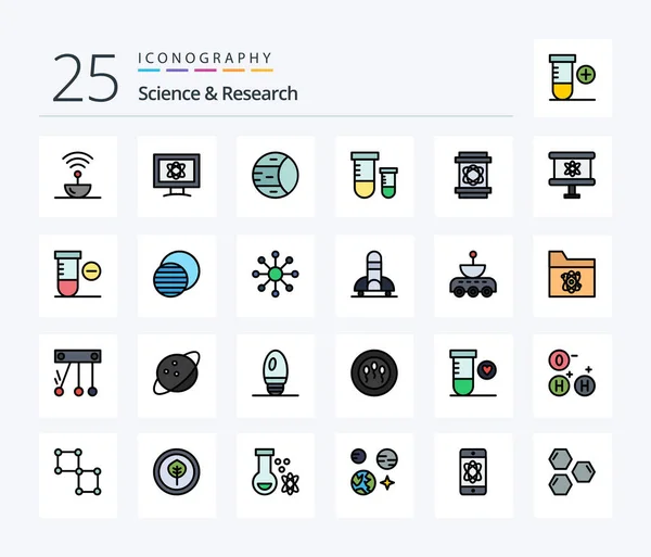 Science Line Filled Icon Pack Including Barrel Science Space Structure — Stockový vektor