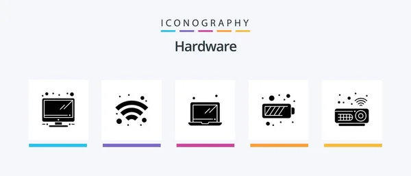 Hardware Glyph Icon Pack Including Projector Laptop Hardware Energy Creative — Stock Vector