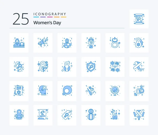 Womens Day Blue Color Icon Pack Including Day Present Speaker —  Vetores de Stock