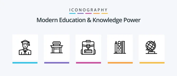 Modern Education Knowledge Power Line Icon Pack Including Light Education — Vector de stock