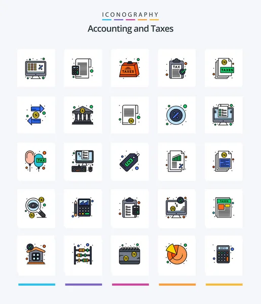 Creative Taxes Line Filled Icon Pack Money Excise Calculator Tax — Vetor de Stock