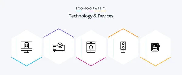 Devices Line Icon Pack Including Health Technology Security Speaker Electronics — Wektor stockowy