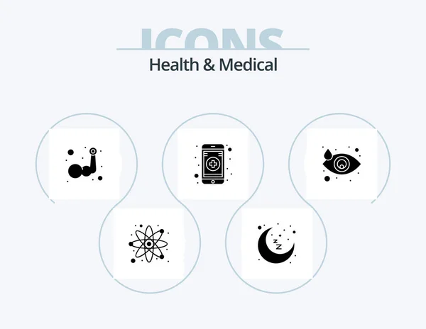 Health And Medical Glyph Icon Pack 5 Icon Design. eye. crying. arm. mobile app. medical