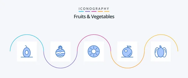 Fruits Vegetables Blue Icon Pack Including Kiwi Vegetables Food — Wektor stockowy