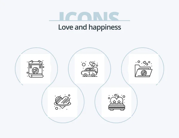 Love Line Icon Pack Icon Design Love Bed Music Food — Διανυσματικό Αρχείο