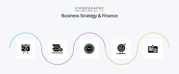 Business Strategy Finance Glyph Icon Pack Including Dart Stack Time — Wektor stockowy