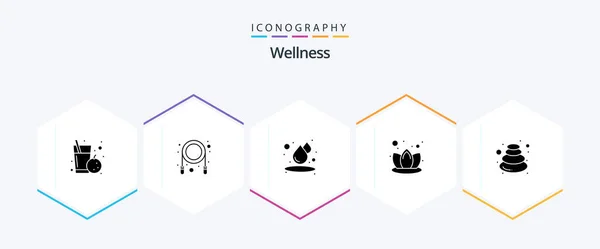 Wellness Glyph Icon Pack Including Stone Relax Humid Massage Spa — 图库矢量图片