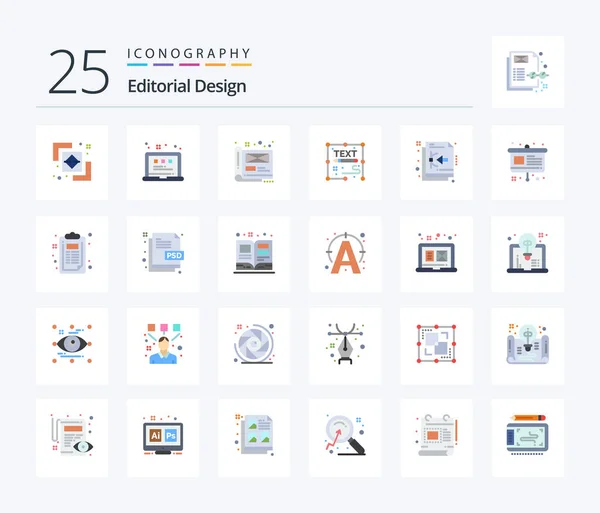 Editorial Design Flat Color Icon Pack Including Write Document Art — Image vectorielle