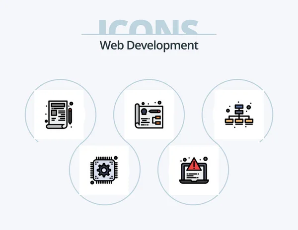 Web Development Line Filled Icon Pack Icon Design Mockup Design — Wektor stockowy
